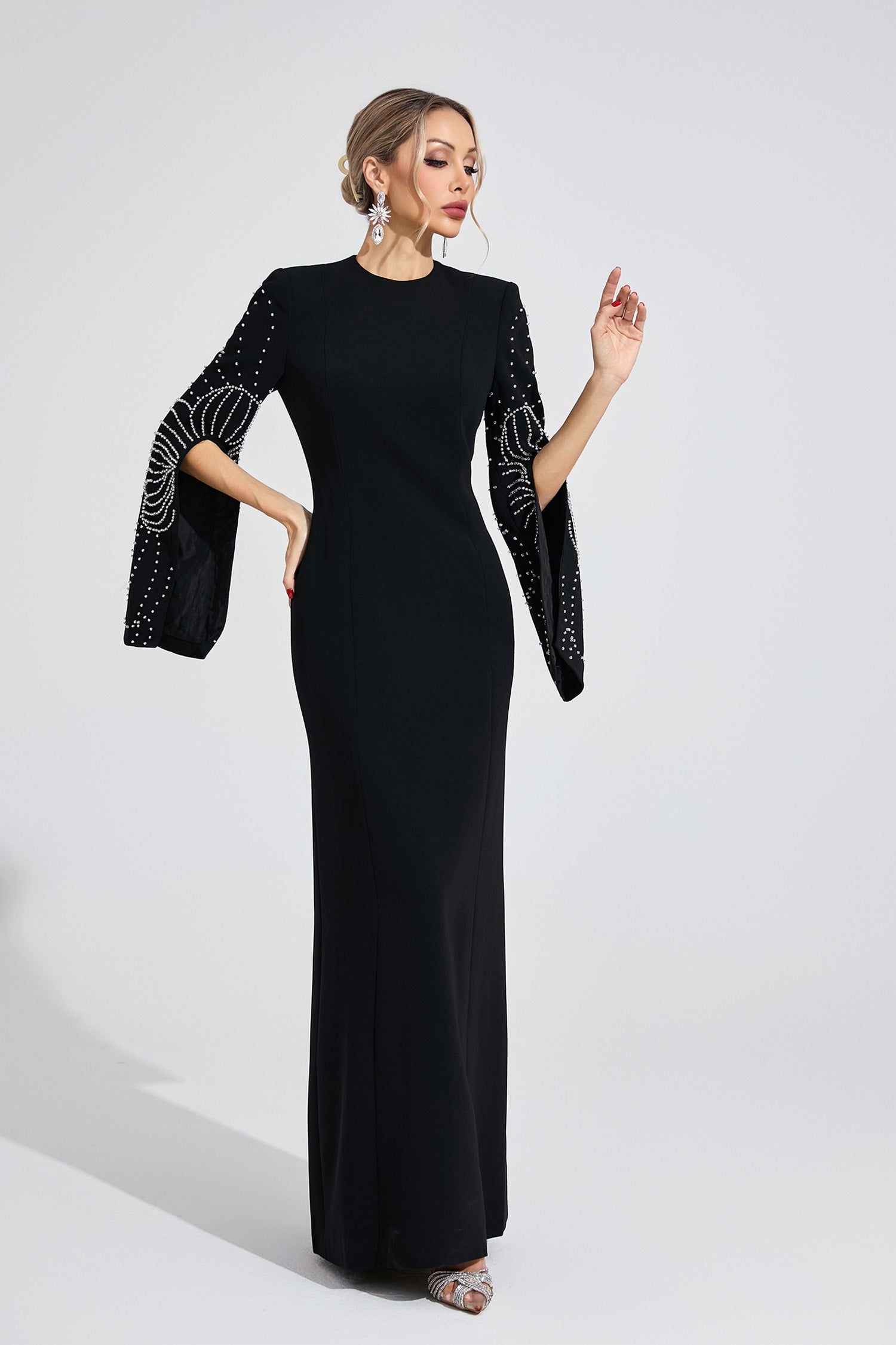 Zylarion Black Beaded Maxi Dress
