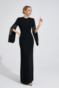 Zylarion Black Beaded Maxi Dress