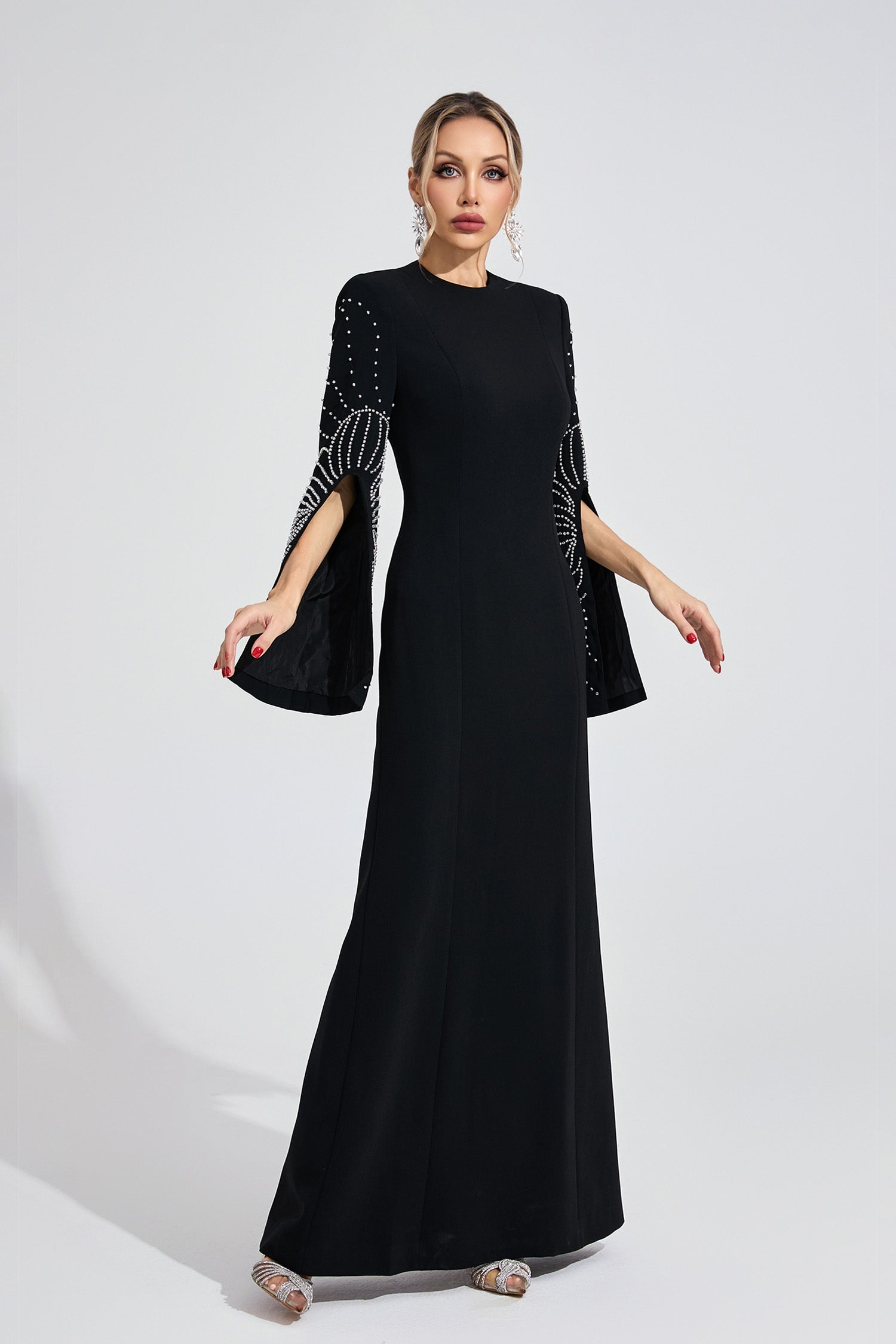 Zylarion Black Beaded Maxi Dress