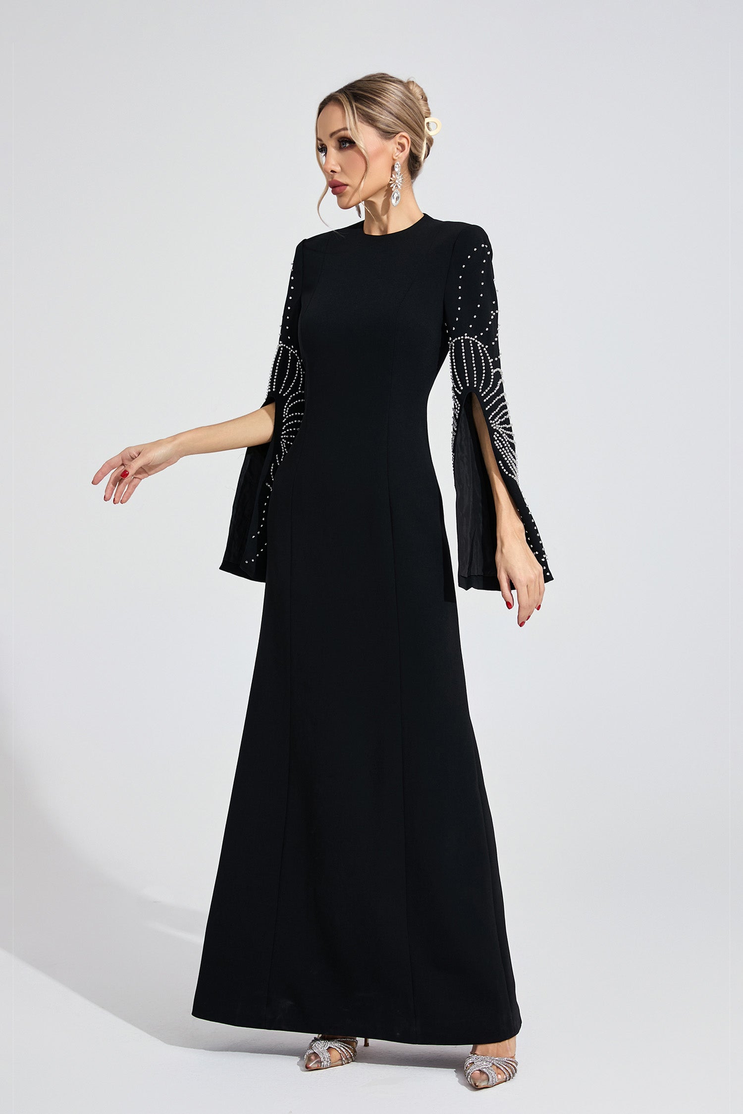 Zylarion Black Beaded Maxi Dress