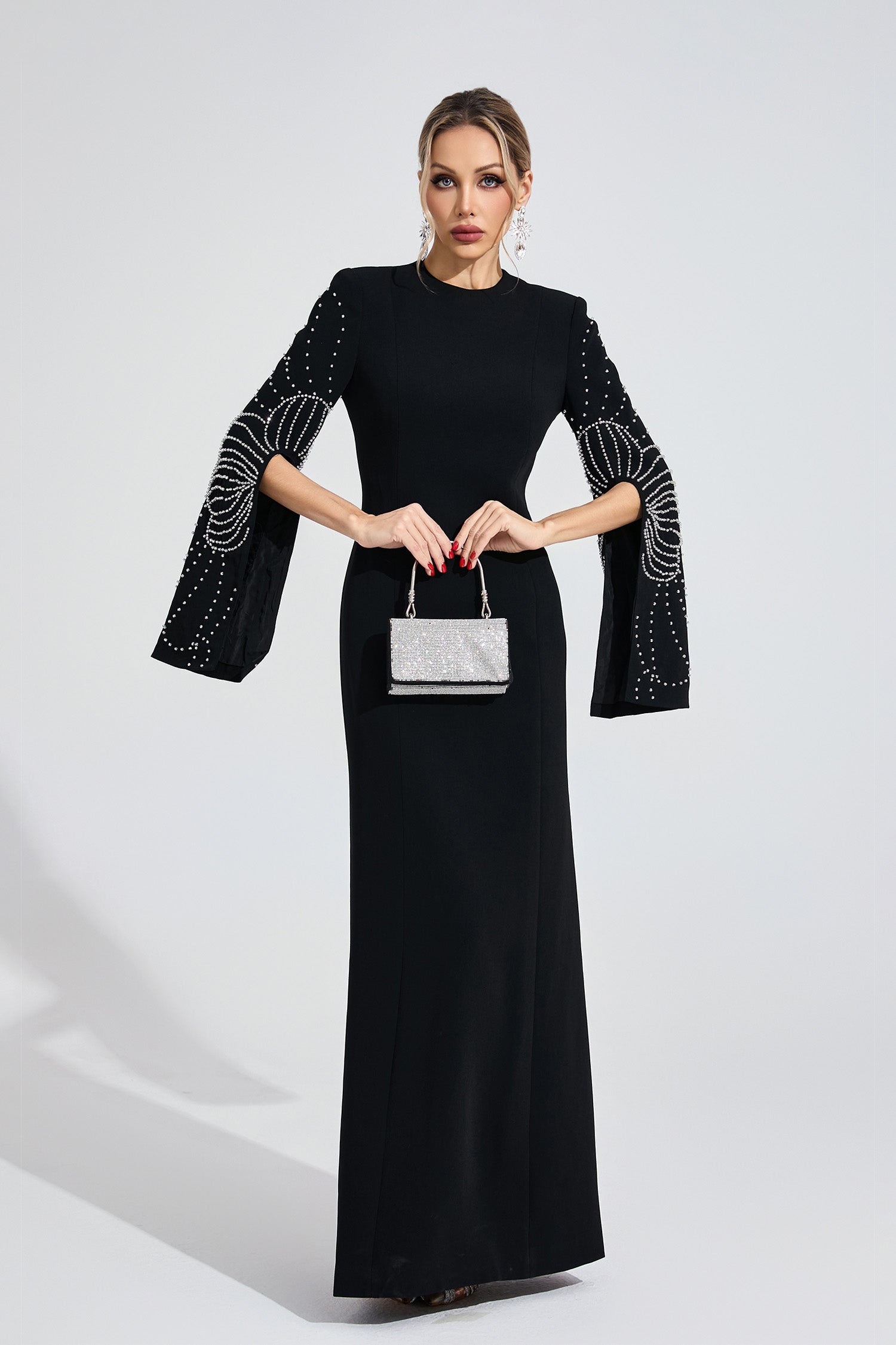 Zylarion Black Beaded Maxi Dress