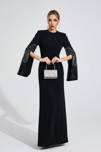 Zylarion Black Beaded Maxi Dress