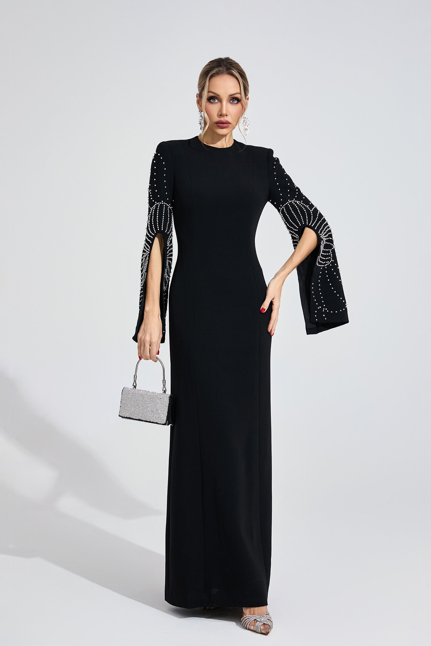Zylarion Black Beaded Maxi Dress