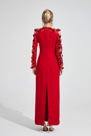 Corthiel Red 3D Floral Maxi Dress