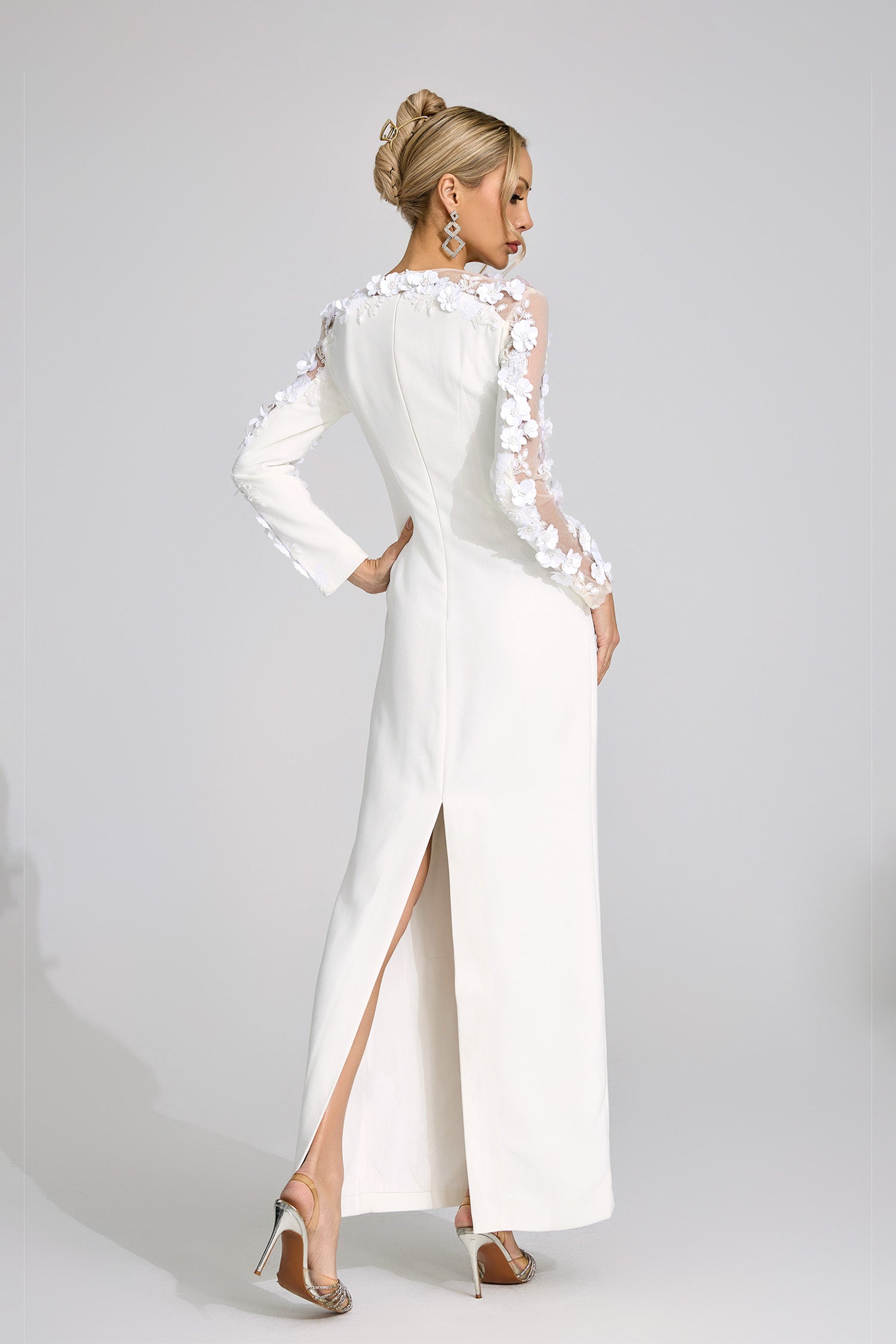 Corthiel White 3D Floral Maxi Dress