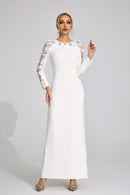 Corthiel White 3D Floral Maxi Dress