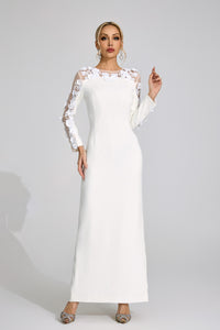 Corthiel White 3D Floral Maxi Dress
