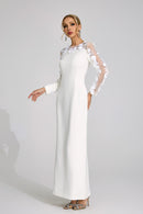 Corthiel White 3D Floral Maxi Dress