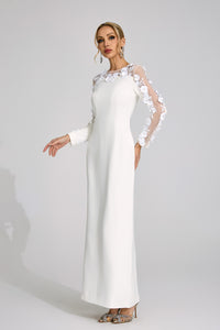 Corthiel White 3D Floral Maxi Dress