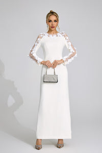 Corthiel White 3D Floral Maxi Dress