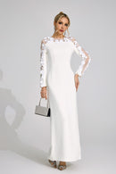 Corthiel White 3D Floral Maxi Dress
