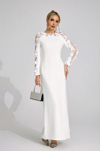 Corthiel White 3D Floral Maxi Dress