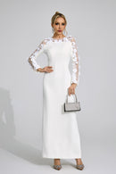Corthiel White 3D Floral Maxi Dress