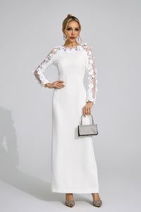 Corthiel White 3D Floral Maxi Dress