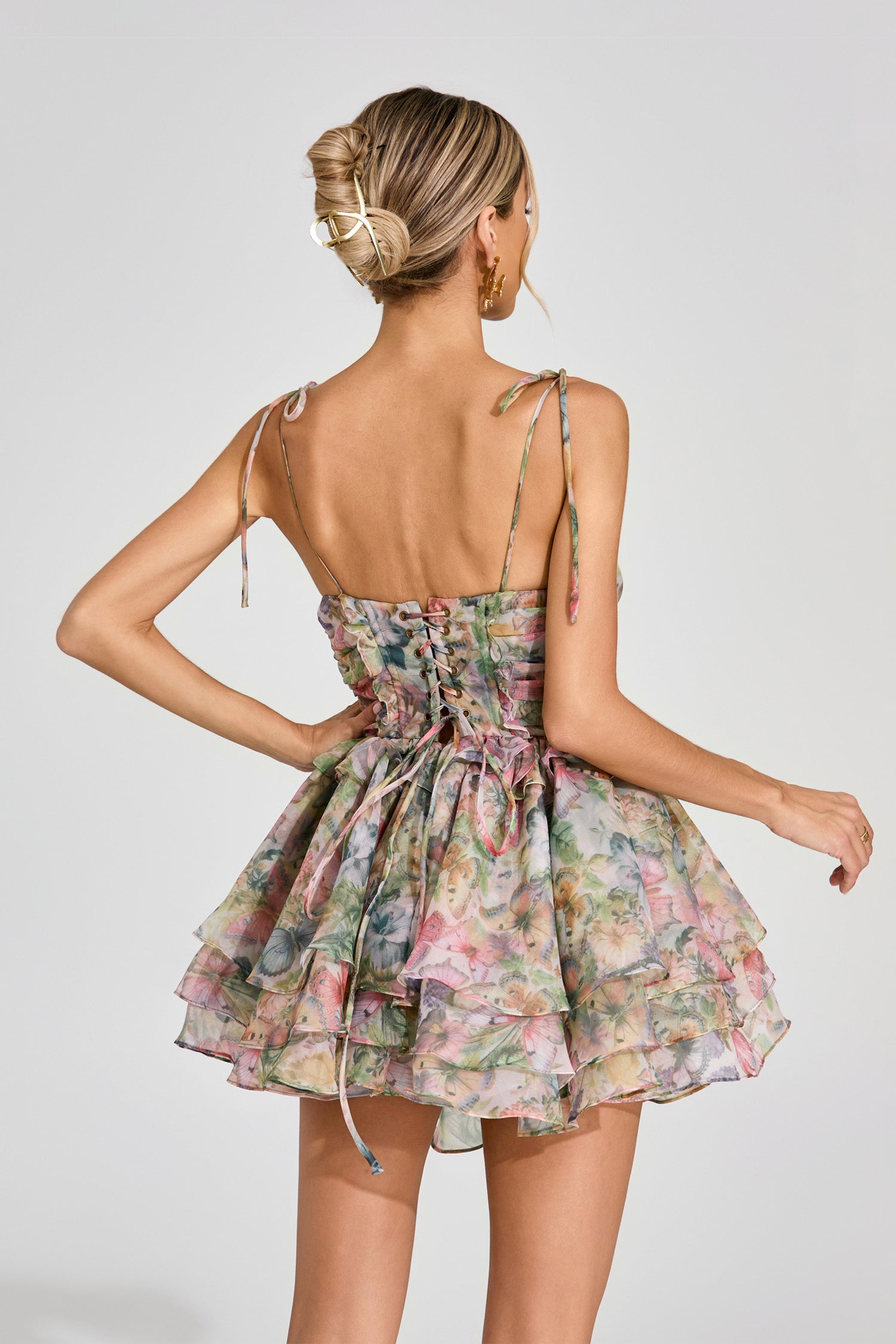 Dazra Floral Chiffon Mini Dress