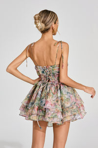Dazra Floral Chiffon Mini Dress