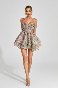 Dazra Floral Chiffon Mini Dress