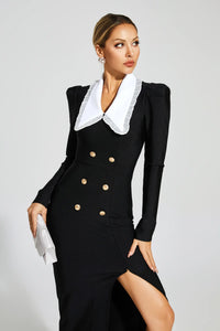 Harriman Black Slit Long Sleeves Bandage Dress