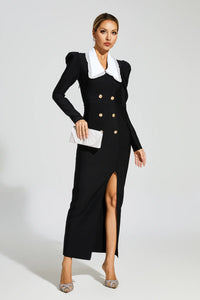 Arta Slit Long Sleeves Bandage Dress In Black