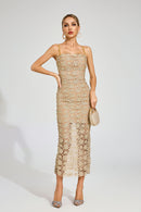 Evyra Slip Maxi Dress In Champagne