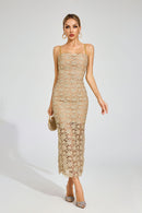 Evyra Slip Maxi Dress In Champagne