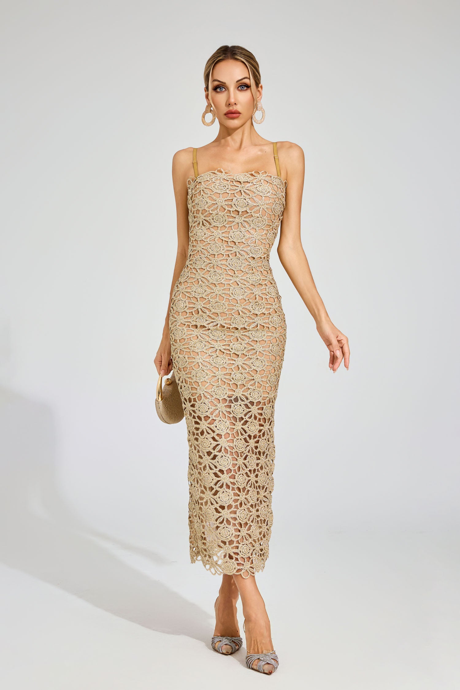 Evyra Slip Maxi Dress In Champagne