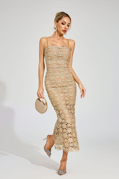 Evyra Slip Maxi Dress In Champagne