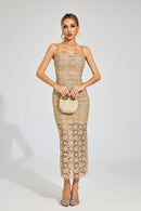 Evyra Slip Maxi Dress In Champagne