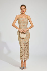 Evyra Slip Maxi Dress In Champagne