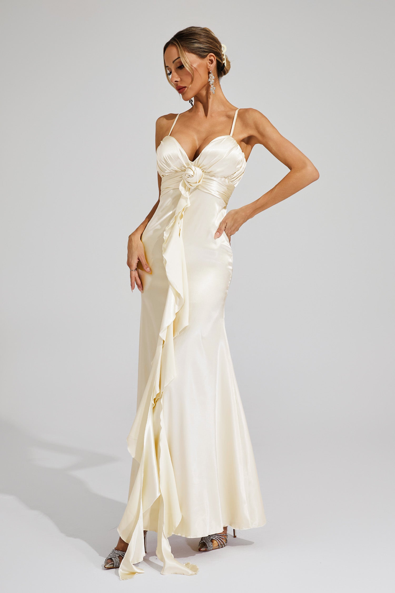 Almira Champagne Slip Maxi Dress