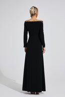 Helvarion Black Embroidered Maxi Dress