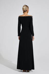 Helvarion Black Embroidered Maxi Dress