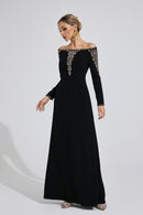 Helvarion Black Embroidered Maxi Dress