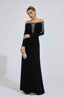 Helvarion Black Embroidered Maxi Dress