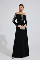 Helvarion Black Embroidered Maxi Dress