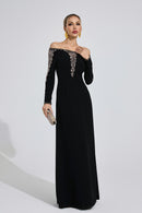 Helvarion Black Embroidered Maxi Dress