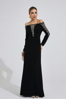 Helvarion Black Embroidered Maxi Dress