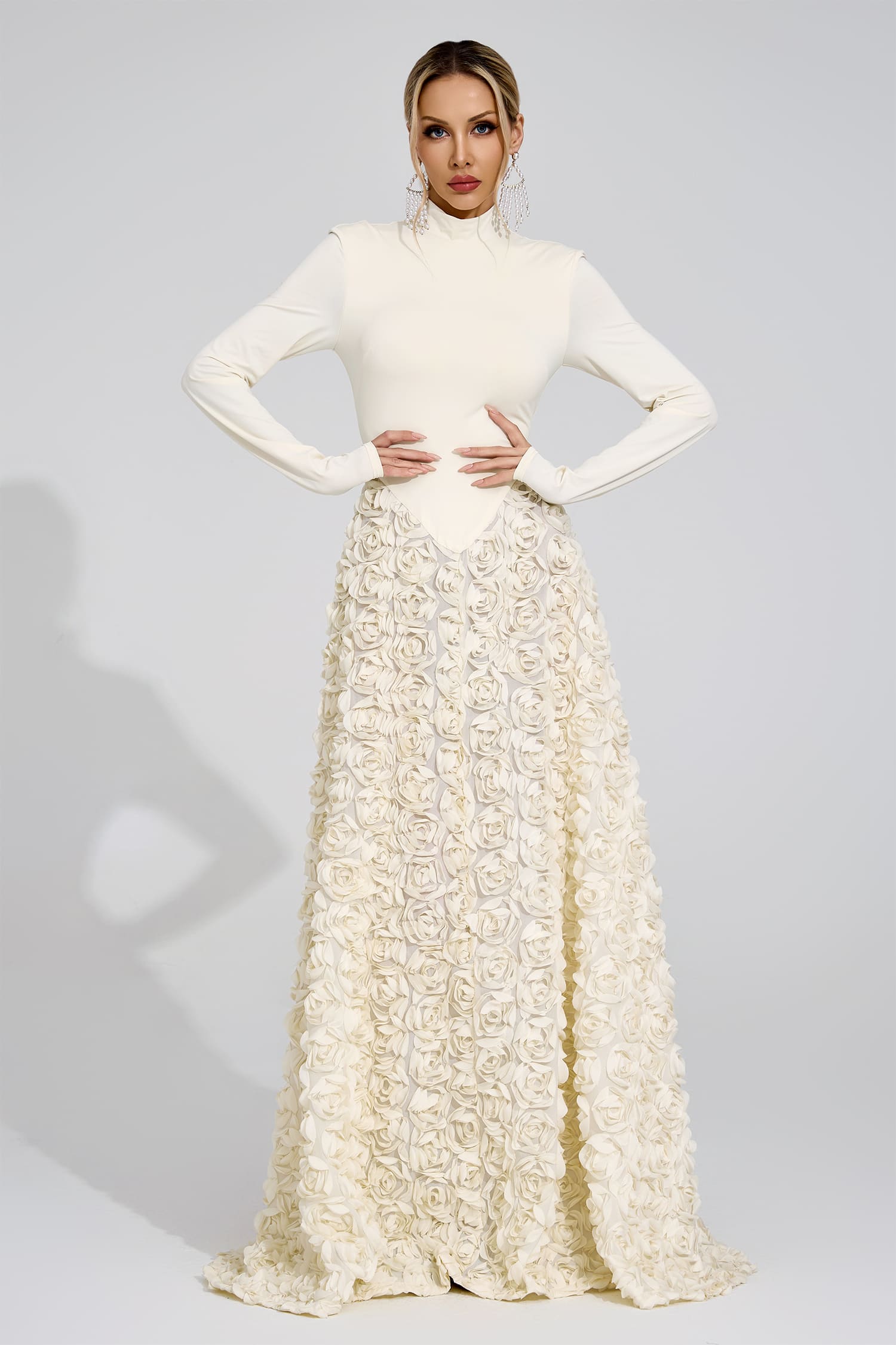 Marevix Ivory Floral Maxi Dress