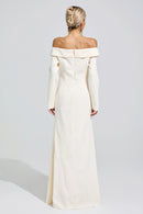 Kryndel White Off Shoulder Flower Maxi Dress