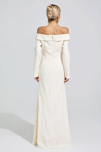 Kryndel White Off Shoulder Flower Maxi Dress