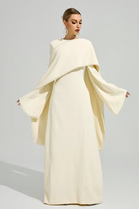 Jasmor Light Yellow Scarf Maxi Dress