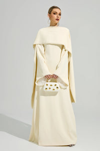 Jasmor Light Yellow Scarf Maxi Dress