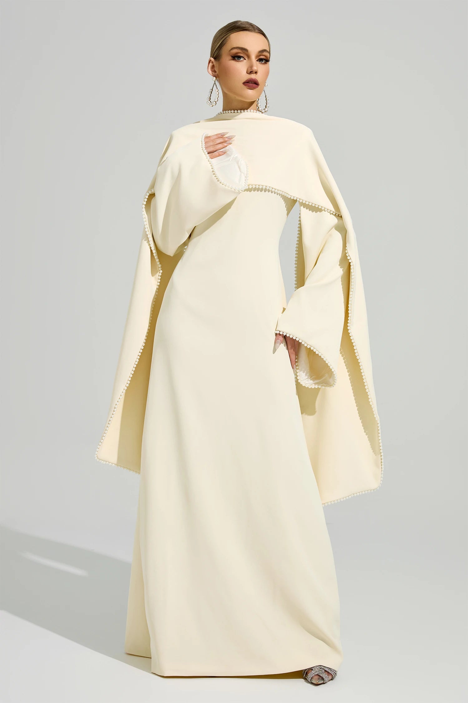 Jasmor Light Yellow Scarf Maxi Dress