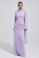Zunareth Purple Lace Fishtail Bodycon Maxi Dress