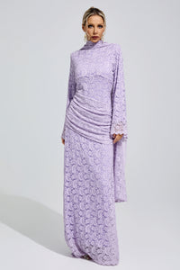 Zunareth Purple Lace Fishtail Bodycon Maxi Dress