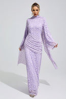 Zunareth Purple Lace Fishtail Bodycon Maxi Dress