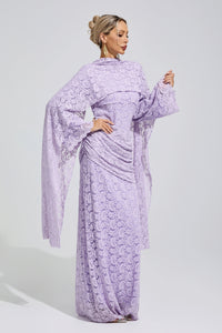 Zunareth Purple Lace Fishtail Bodycon Maxi Dress