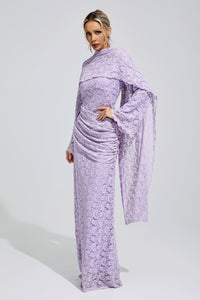 Zunareth Purple Lace Fishtail Bodycon Maxi Dress