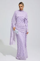 Zunareth Purple Lace Fishtail Bodycon Maxi Dress