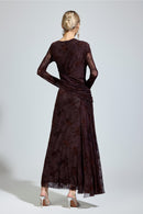Yarune Dark Brown Printed Maxi Dress